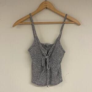 Charlotte Russe Gray Ribbed Tie Neck Tank Top Crop Top Size S